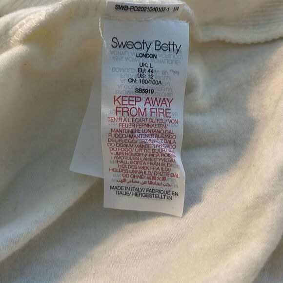 Sweaty Betty Harmonise Luxe Fleece Pullover Sweatshirt Ivory Knit Cowl Neck Long - Picture 7 of 9